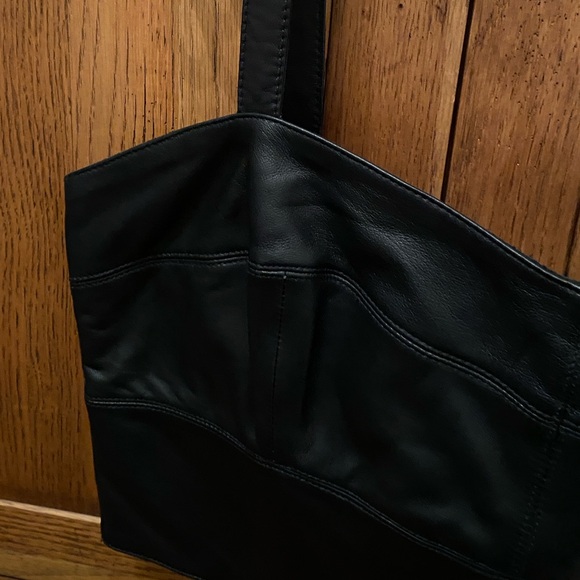 AL.X Women's 100% Black Leather Bustier Crop Top, Fully Lined, Size M NWT - Picture 3 of 10